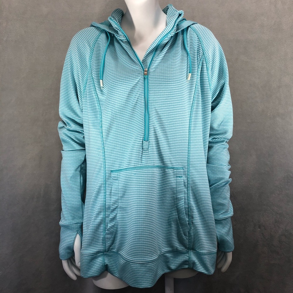 Tangerine Striped Hooded Athletic Pullover Jacket